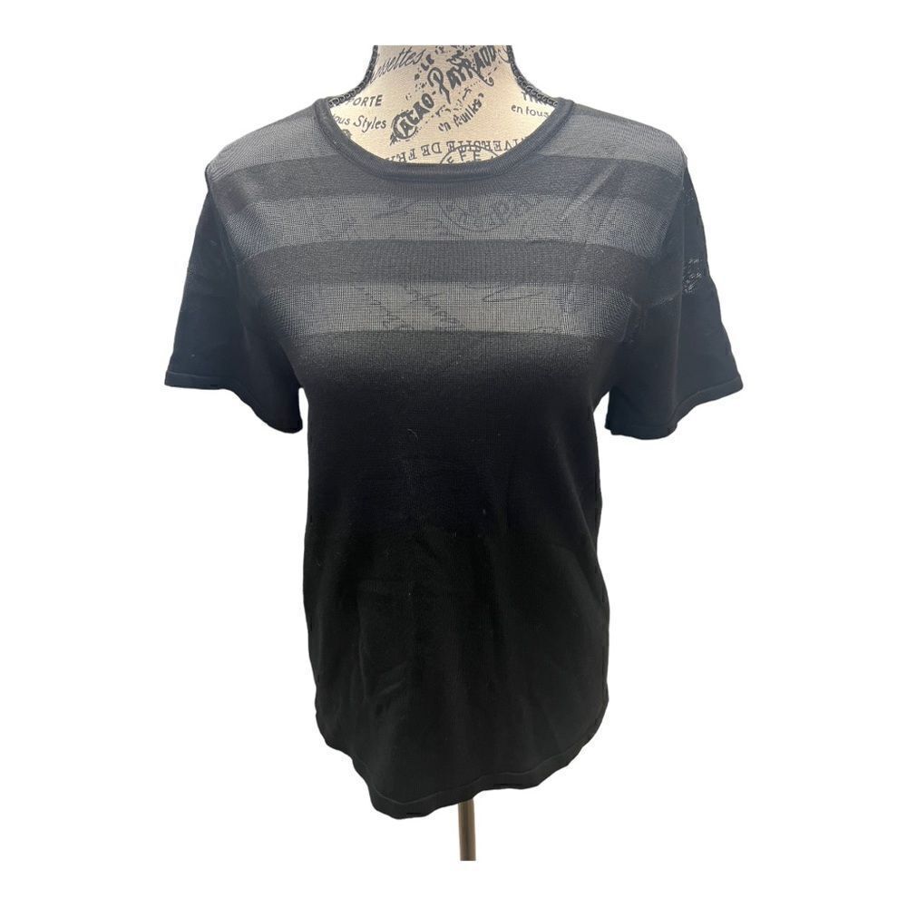 NWT Carmen Marc Valvo Couture Short Sleeve Knit Top Sz L